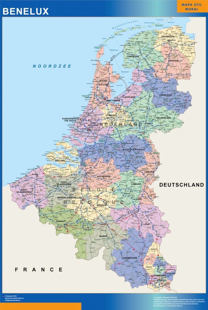 Benelux Kort | Køb store vægkort af verden