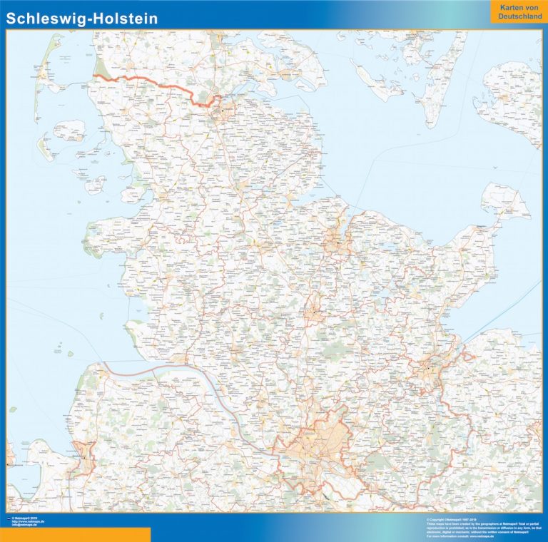 Schleswig-Holstein Kort | Køb store vægkort af verden