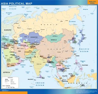 asia political wall map