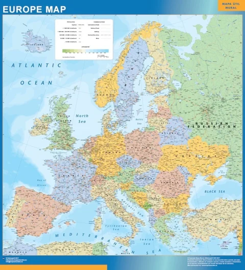 Europa politisk vægkort